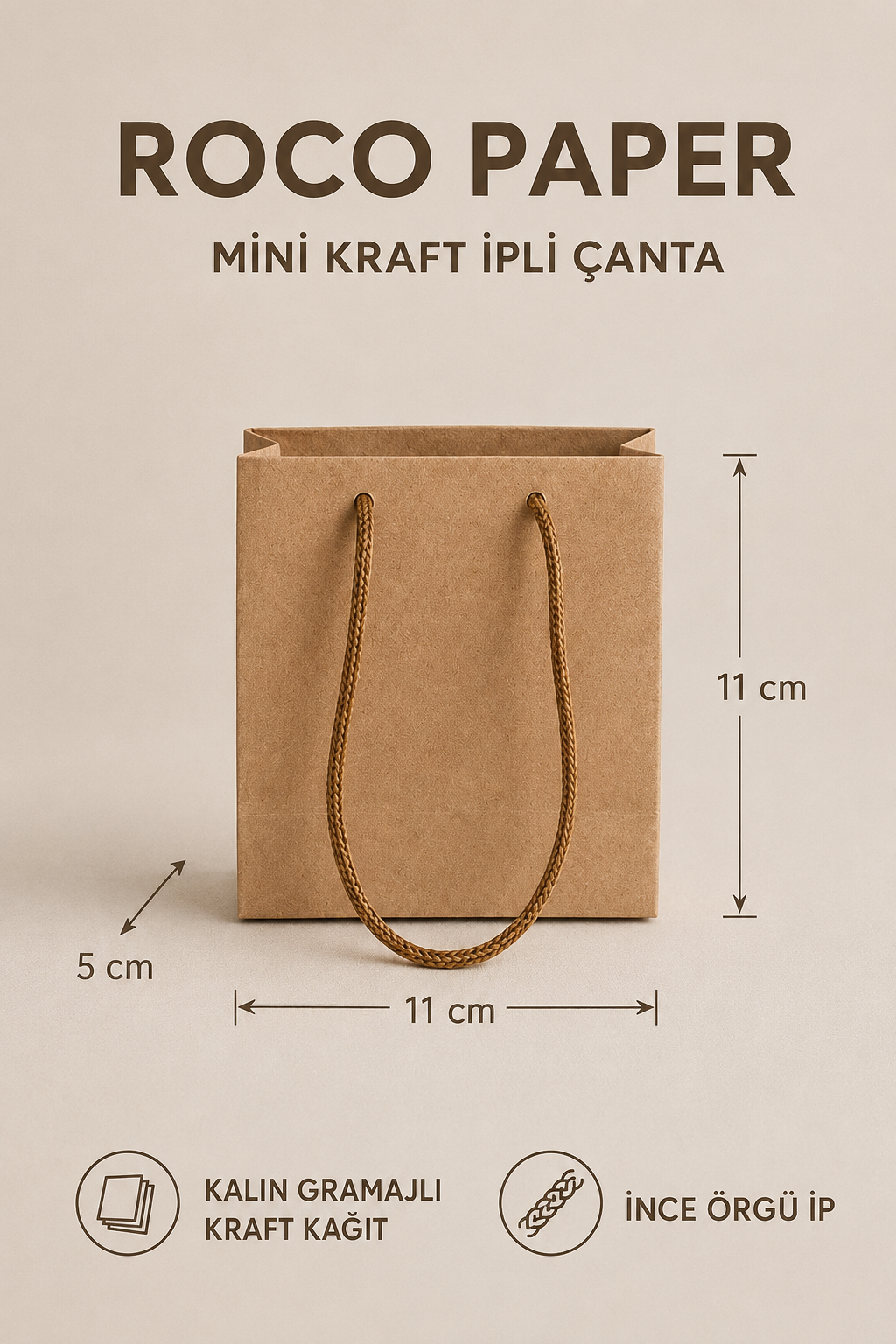 Kraft Karton Çanta 11 x 11 cm 50 Adet