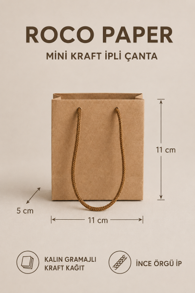 Kraft Karton Çanta 11 x 11 cm 50 Adet