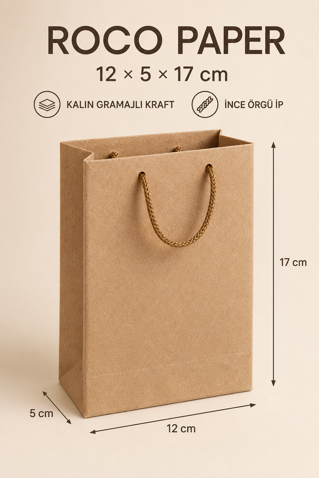 Kraft Karton Çanta 12 x 17 Cm 25 Adet