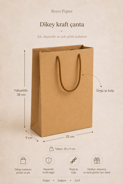Kraft Karton Çanta 25 x 38 Cm 25 Adet 