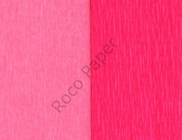 Premium Alman Çift Taraflı Krapon, Çiçek Yapım Kağıdı, 90gr 25x125 Cm %130 Esneme, Pembe & Açık Çilek