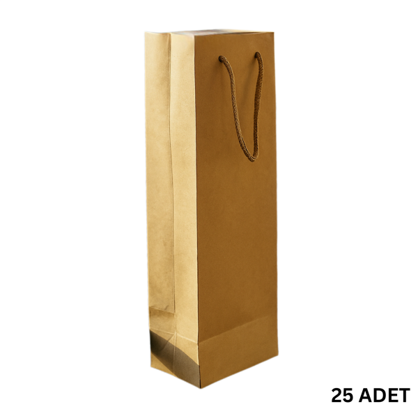 Kraft Karton Şişelik Çanta, Hediye ve Taşıma Çantası, 12x10x38 cm, 25 Adet
