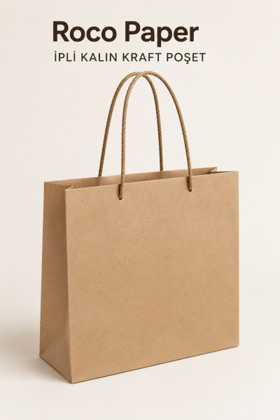 Kraft Karton İpli Hediye, Alışveriş Çantası, 24x26 cm 25 Adet
