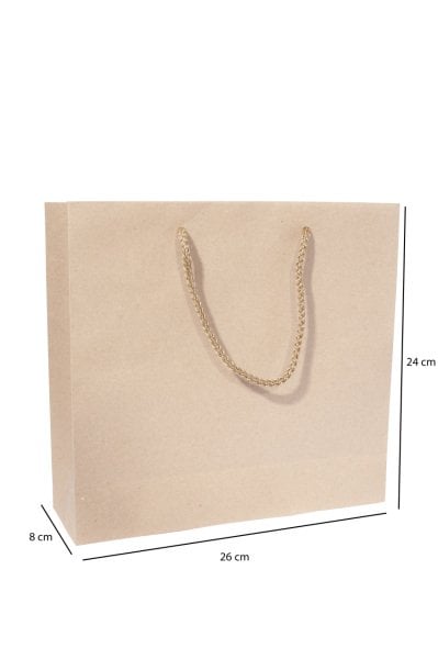 Kraft Karton İpli Hediye, Alışveriş Çantası, 24x26 cm 25 Adet