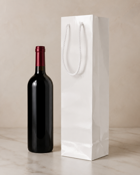 Şişe Taşıma Çantası, Şişelik, Hediye, Alışveriş, Parti için Karton Çanta 10 x 12 x 38 cm Beyaz - 25 Adet