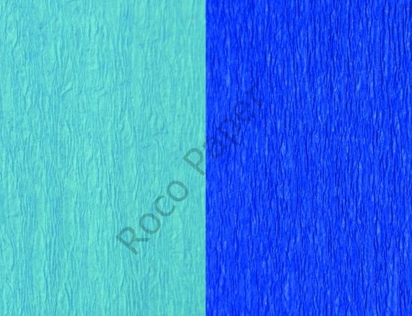 Premium Alman Çift Taraflı Krapon, Çiçek Yapım Kağıdı,90gr 25x125 Cm %130 Esneme, Turkuaz&Royal Mavi
