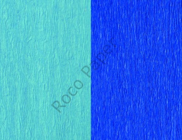 Premium Alman Çift Taraflı Krapon, Çiçek Yapım Kağıdı,90gr 25x125 Cm %130 Esneme, Turkuaz&Royal Mavi