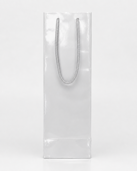 Şişe Taşıma Çantası, Şişelik, Hediye, Alışveriş, Parti için Karton Çanta 10 x 12 x 38 cm Gümüş - 25 Adet