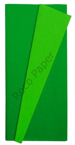 Premium Alman Çift Taraflı Krapon, Çiçek Yapım Kağıdı,90gr 25x125 Cm %130 Esneme, Eğrelti Otu&Çimen Yeşili