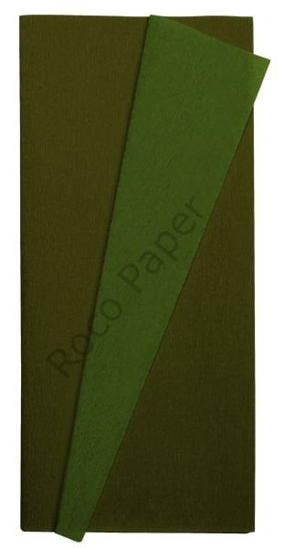 Premium Alman Çift Taraflı Krapon, Çiçek Yapım Kağıdı,90gr 25x125 Cm %130 Esneme, Yaprak&Yosun Yeşil