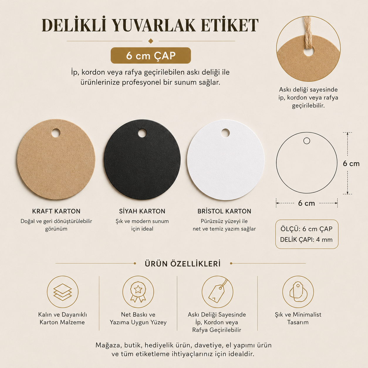 Özelleştirilebilir Delikli Karton Sallantı Kartı Daire