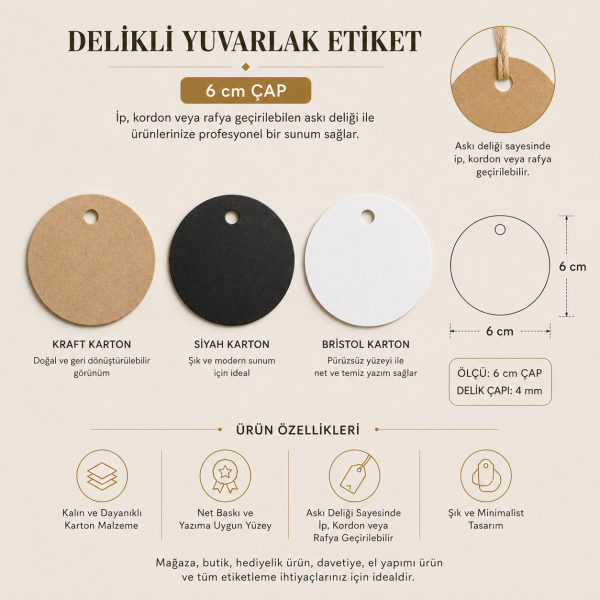 Özelleştirilebilir Delikli Karton Sallantı Kartı Daire