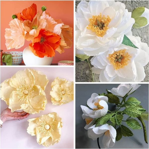 İtalyan Krapon Kağıdı No:617 - Somon - Coral Charm Peony 180 gr. 50X250 cm