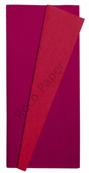 Premium Alman Çift Taraflı Krapon 2li Set, Çiçek Yapım Kağıdı,90gr 25x125 Cm,Pembe&Açık Çilek,Kırmızı&Şarap