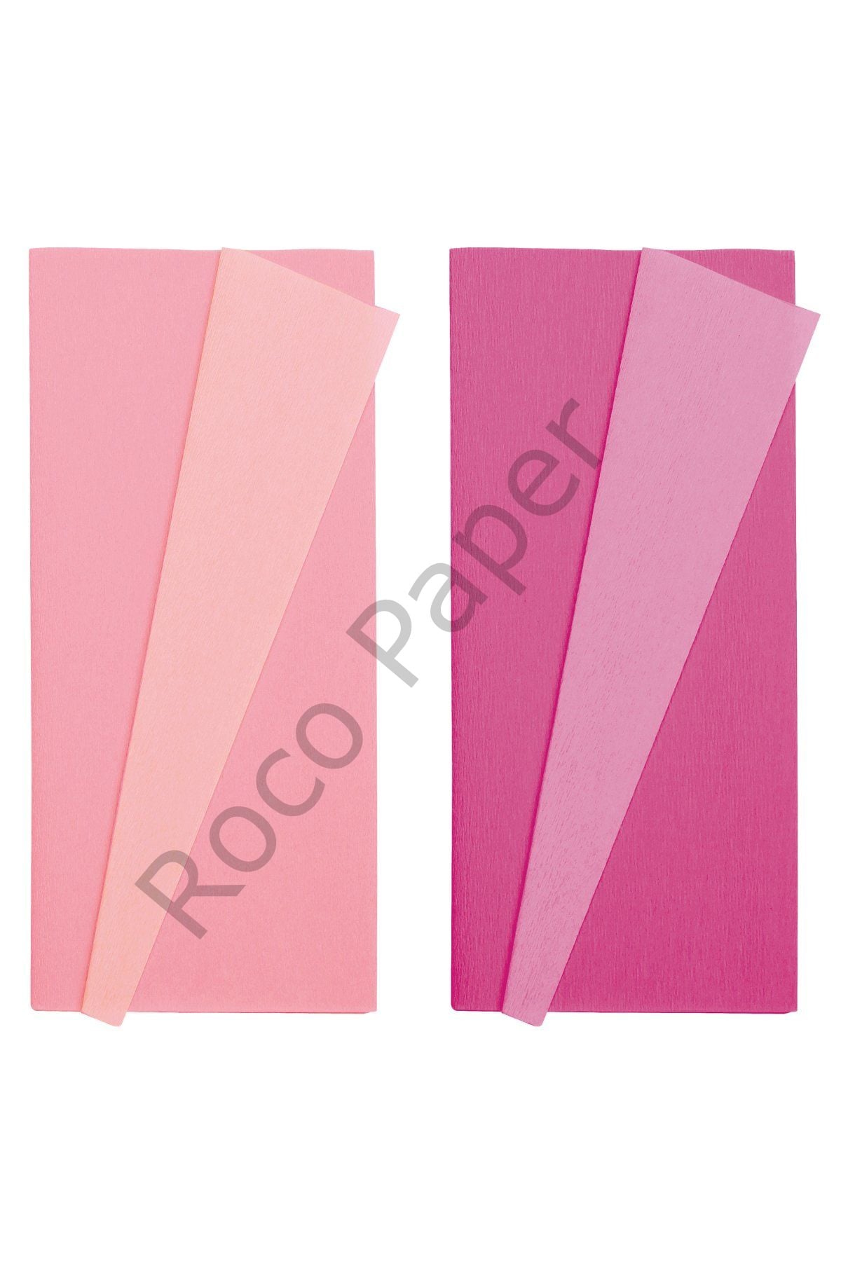 Çift Taraflı Alman Krapon Kağıdı 2li Set, Çiçek Yapım Kağıdı,90gr 25x125 Cm,Pembe&Dut,Açık Gül&Pembe