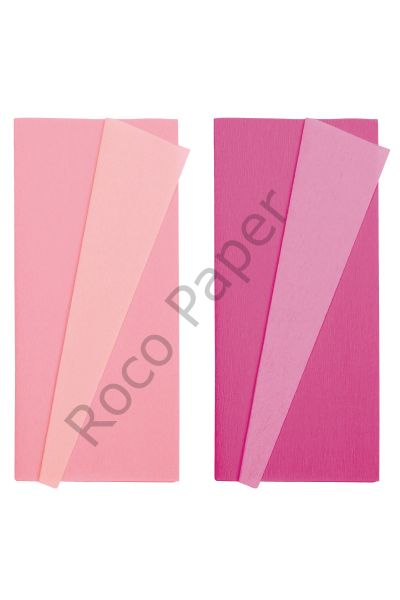 Çift Taraflı Alman Krapon Kağıdı 2li Set, Çiçek Yapım Kağıdı,90gr 25x125 Cm,Pembe&Dut,Açık Gül&Pembe
