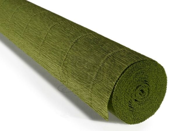 Italyan Krapon Kağıdı No:622 - Zeytin Yeşili - Olive Green 180gr 50x250 Cm