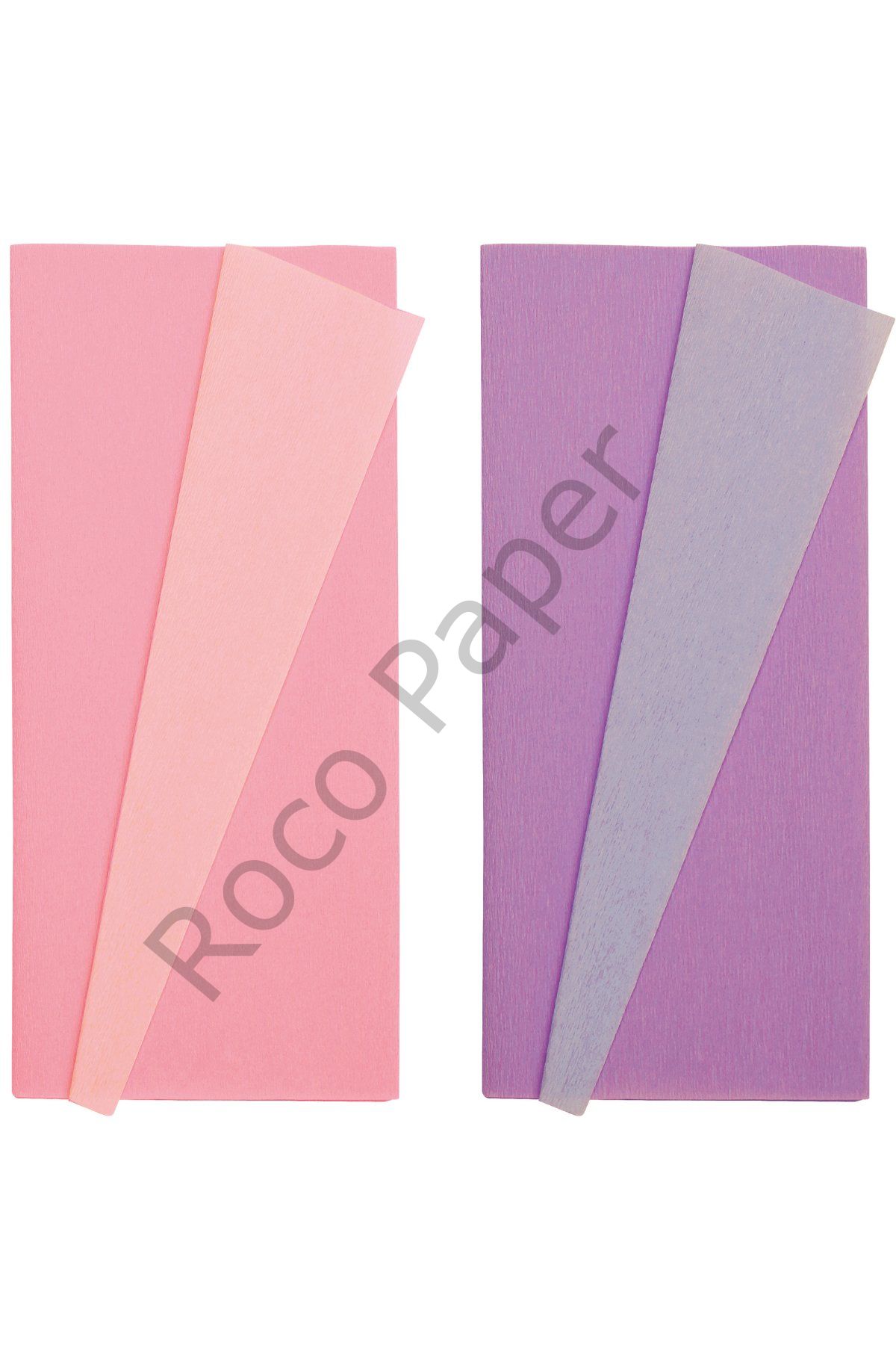 Çift Taraflı Alman Krapon 2li Set, Çiçek Yapım Kağıdı, 90gr 25x125 Cm, Lila&Orkide,Açık Gül&Pembe