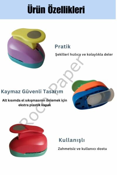 3'lü Daire Kağıt Delgeç Seti-Kart, DIY ve El İşi Projeleri İçin Delgeç, (5.08cm - 3.81cm - 2.54 cm)