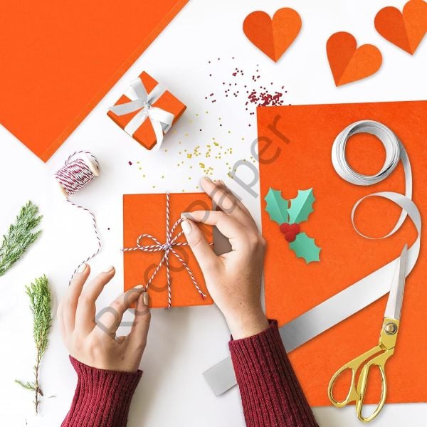 Pelur Kağıt - Hediye ve Çiçek Paketleme Kağıdı, 25’li Paket, 50x70 cm, Turuncu