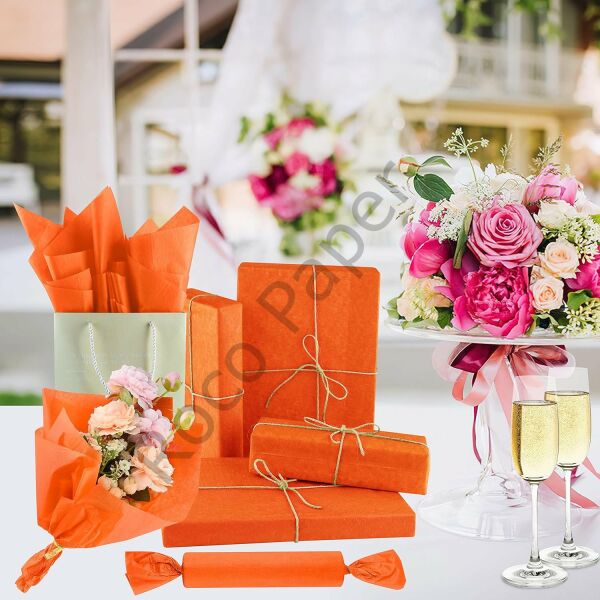 Pelur Kağıt - Hediye ve Çiçek Paketleme Kağıdı, 25’li Paket, 50x70 cm, Turuncu