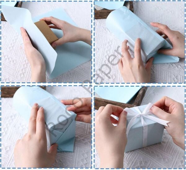 Pelur Kağıt - Hediye ve Çiçek Paketleme Kağıdı, 25’li Paket, 50x70 cm, Bebek Mavisi