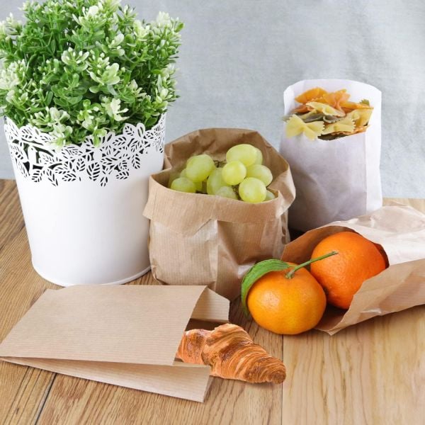 Körüklü Kraft Kese Kağıdı, Çizgili Şamua Kağıt Poşet, Hediye Ambalaj Poşeti, 500 Adet - 25x33 - Baskı İstemiyorum