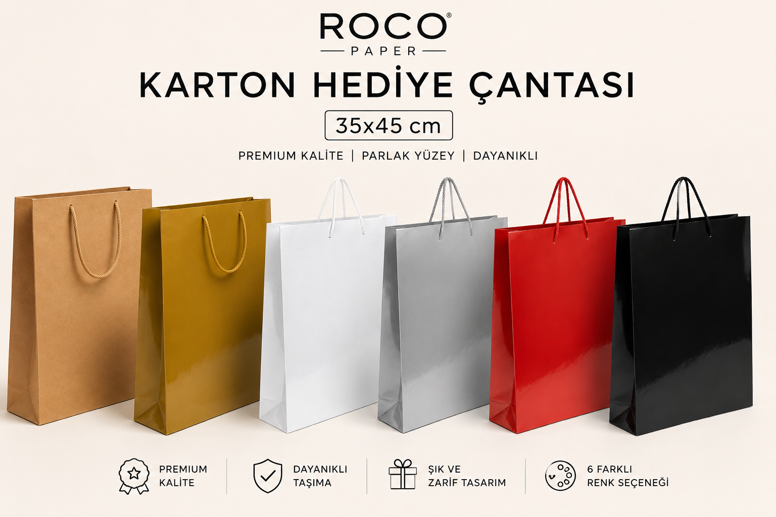 35 x 45 x 10 cm Premium Karton Hediye Çantası | Şık ve Dayanıklı Hediye Poşeti