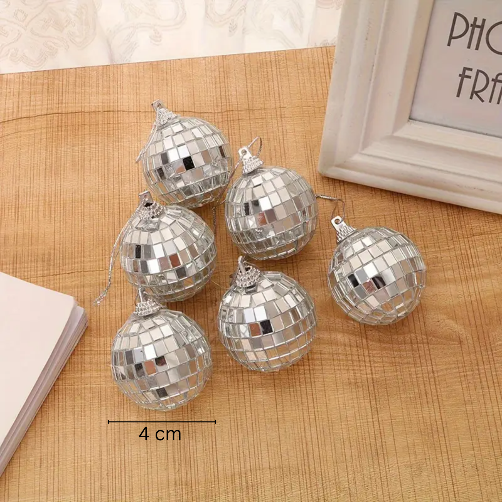 Disko Topu Seti, 4 Cm - 6 Adet, Mini Aynalı Disco Topu, Ağaç Süsü, Pasta Dekoru, Parti Aksesuarı