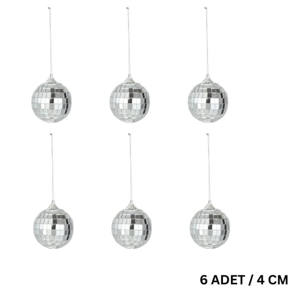 Disko Topu Seti, 4 Cm - 6 Adet, Mini Aynalı Disco Topu, Ağaç Süsü, Pasta Dekoru, Parti Aksesuarı