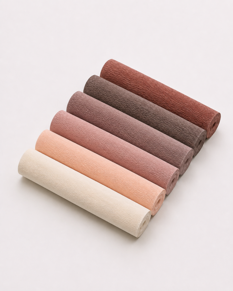 ROCO PAPER İtalyan Krapon Kağıdı Set Kokoloko – 180 gr - 25X125 cm 6'lı Paket - %260 esneme özelliği – Renkli Kağıt Çiçekler