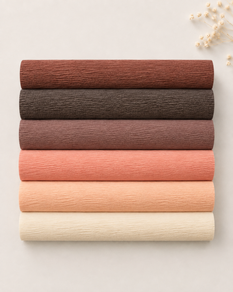 ROCO PAPER İtalyan Krapon Kağıdı Set Kokoloko – 180 gr - 25X125 cm 6'lı Paket - %260 esneme özelliği – Renkli Kağıt Çiçekler