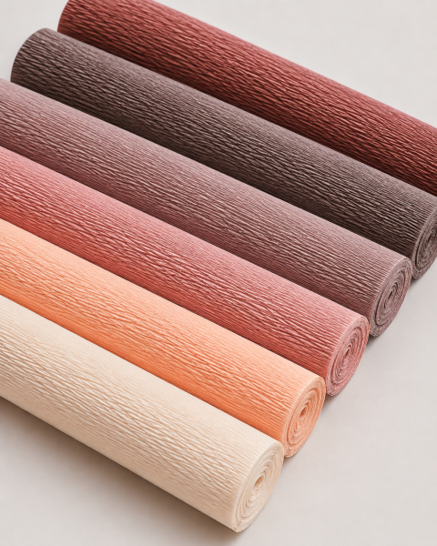 ROCO PAPER İtalyan Krapon Kağıdı Set Kokoloko – 180 gr - 25X125 cm 6'lı Paket - %260 esneme özelliği – Renkli Kağıt Çiçekler