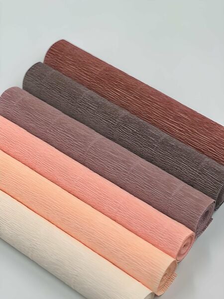 ROCO PAPER İtalyan Krapon Kağıdı Set Kokoloko – 180 gr - 25X125 cm 6'lı Paket - %260 esneme özelliği – Renkli Kağıt Çiçekler