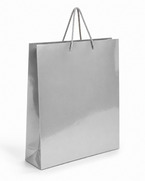 35 x 45 x 10 cm Premium Karton Hediye Çantası | Şık ve Dayanıklı Hediye Poşeti Gümüş - 5 Adet