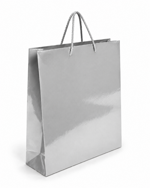 35 x 45 x 10 cm Premium Karton Hediye Çantası | Şık ve Dayanıklı Hediye Poşeti Gümüş - 5 Adet