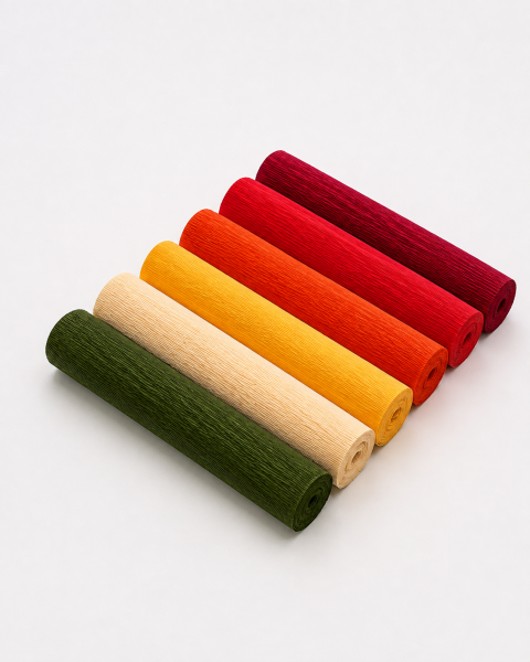 ROCO PAPER İtalyan Krapon Kağıdı Set Assorted – 180 gr - 25X125 cm 6'lı Paket - %260 esneme özelliği – Renkli Kağıt Çiçekler