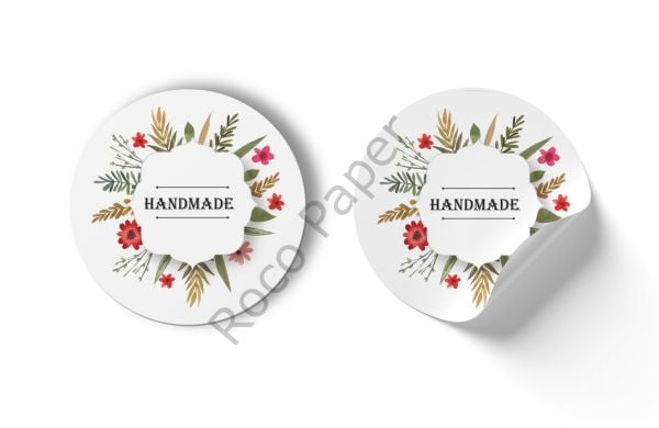 Handmade Yazılı Sticker – Hediye Paketi, Ambalaj, El Yapımı Ürün Etiketi, 27x27 mm, 140 Adet