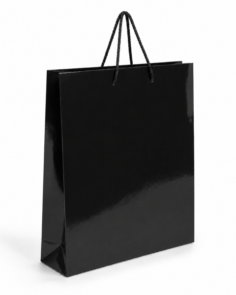 35 x 45 x 10 cm Premium Karton Hediye Çantası | Şık ve Dayanıklı Hediye Poşeti Siyah - 10 Adet