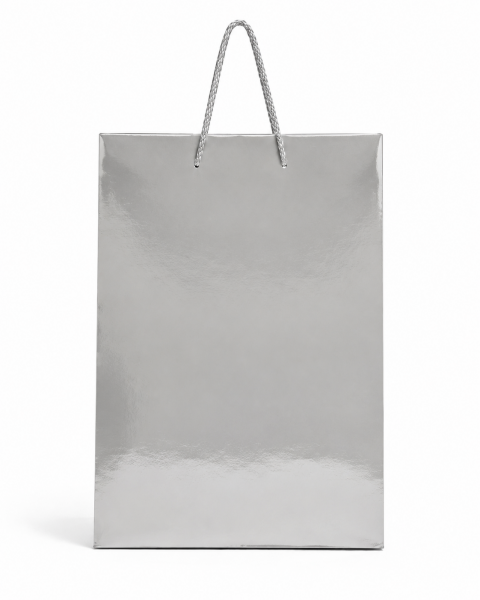 35 x 45 x 10 cm Premium Karton Hediye Çantası | Şık ve Dayanıklı Hediye Poşeti Gümüş - 10 Adet