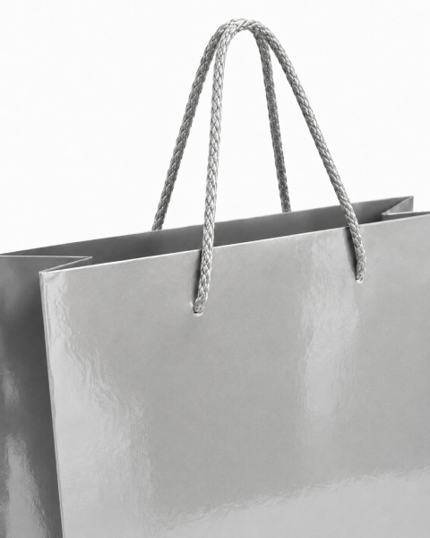 35 x 45 x 10 cm Premium Karton Hediye Çantası | Şık ve Dayanıklı Hediye Poşeti Gümüş - 10 Adet