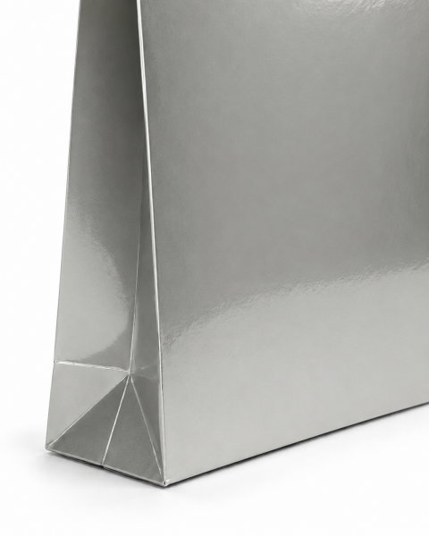 35 x 45 x 10 cm Premium Karton Hediye Çantası | Şık ve Dayanıklı Hediye Poşeti Gümüş - 10 Adet