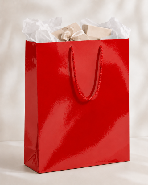 35 x 45 x 10 cm Premium Karton Hediye Çantası | Şık ve Dayanıklı Hediye Poşeti Kırmızı - 10 Adet