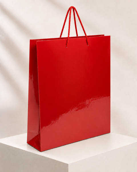 35 x 45 x 10 cm Premium Karton Hediye Çantası | Şık ve Dayanıklı Hediye Poşeti Kırmızı - 10 Adet