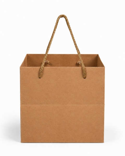 Yatay İpli Pasta Taşıma Karton Çanta 31 × 31 × 31 cm Kraft - 5 Adet