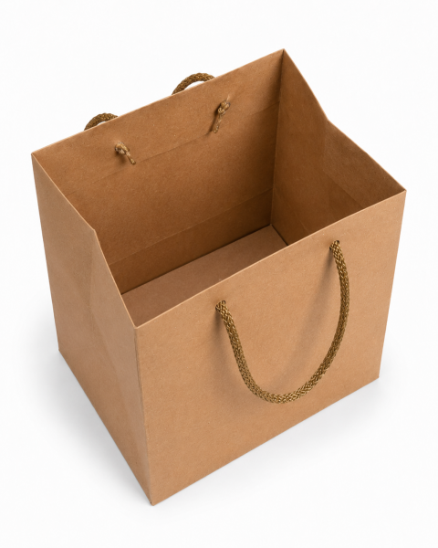Yatay İpli Pasta Taşıma Karton Çanta 31 × 31 × 31 cm Kraft - 5 Adet