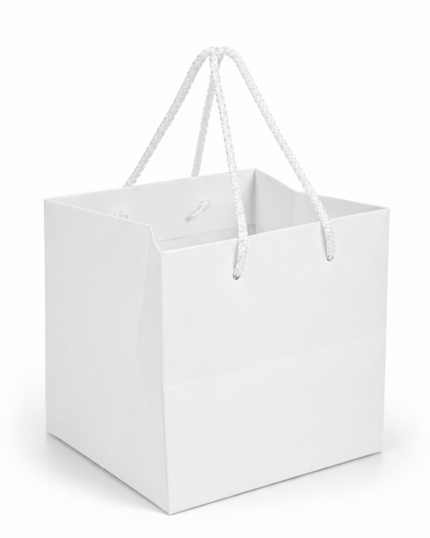 Yatay İpli Pasta Taşıma Karton Çanta 31 × 31 × 31 cm Beyaz - 10 Adet