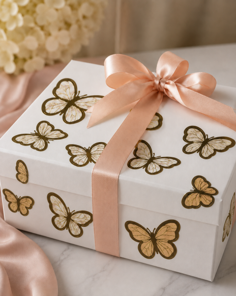 Kelebek Pasta ve Balon Zinciri Süsü 63 Adet 4-6 Cm Gold Yaldızlı Sert Karton Parti Süs Latte