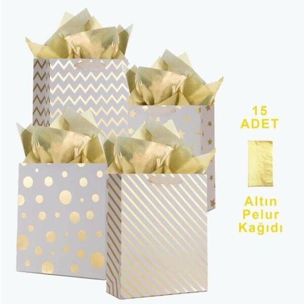 Pelur Kağıt 17 gr/m. & 50*70 cm - 15'li Paket Altın Renk