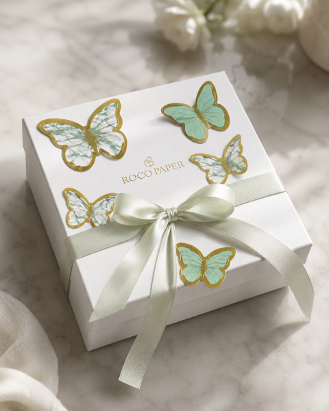 Kelebek Pasta ve Balon Zinciri Süsü 63 Adet 4-6 Cm Gold Yaldızlı Sert Karton Parti Süs Mint